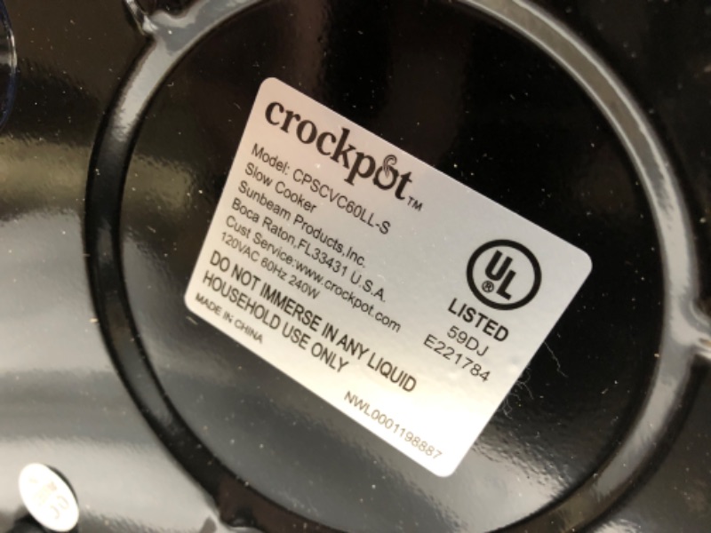 Photo 3 of (PARTS ONLY)Crock-Pot SCCPVL610-S-A 6-Quart Cook & Carry Programmable Slow Cooker with Digital Timer, Stainless Steel