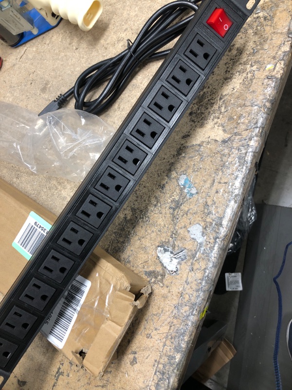 Photo 2 of BTU Power Strip Surge Protector Rack-Mount PDU, 12 Right Angle Outlets Wide-Spaced, Metal Mountable Power Strip Heavy Duty for Server Racks, 15A/125V, 6FT Power Cord, Black 1 Pack Black