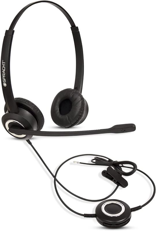 Photo 1 of Spracht ZUMRJ9B Zum RJ9 Dual Ear Headset for Desktop Phones with Microphone Noise Canceling Compatible with Cisco Phillips Yealink Avaya Huawei Snom Akuvox Grandstream Sangoma NEC Polycom Panasonic
