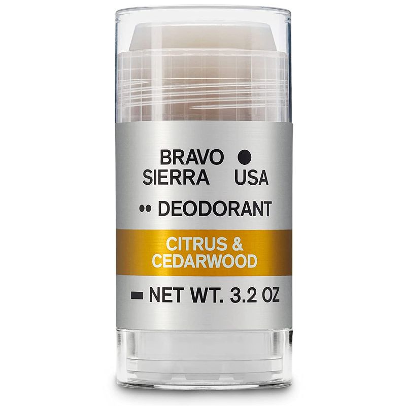 Photo 1 of 4 PACK
Aluminum-Free Natural Deodorant for Men by Bravo Sierra - Long Lasting All-Day Odor and Sweat Protection - Citrus and Cedarwood, 3.2 oz - Paraben-Free, Baking Soda Free, Vegan and Cruelty Free - Will Not Stain Clothes.
