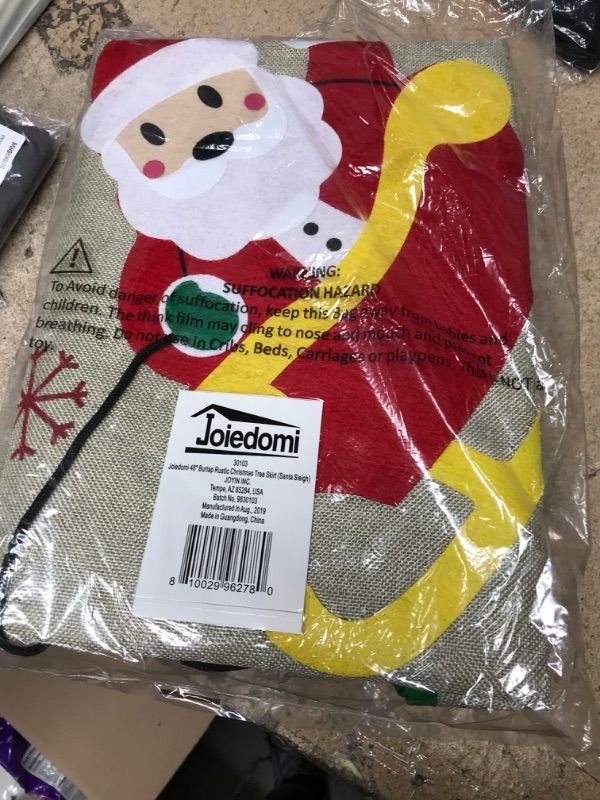 Photo 1 of 48'' Burlap Christmas Tree Skirt (Santa Sleigh)

