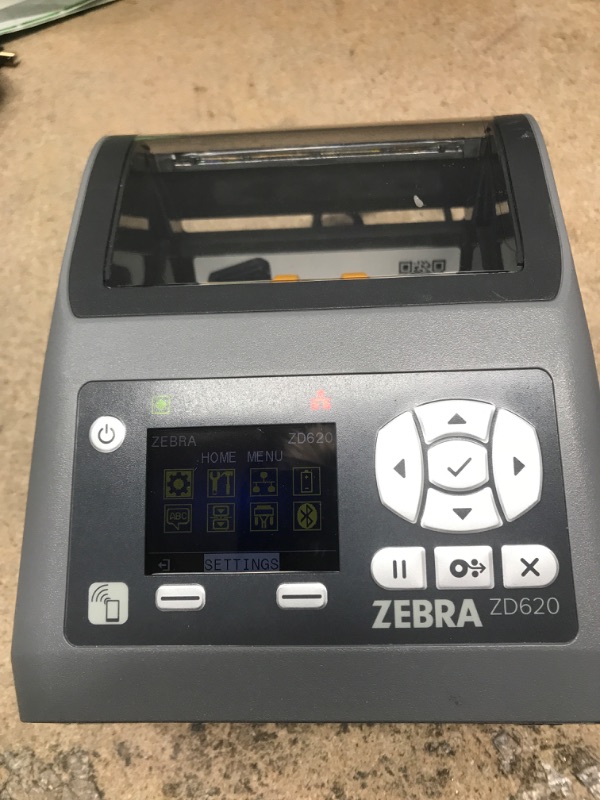 Photo 2 of ***TESTED POWERS ON*** Zebra - ZD620d Direct Thermal Desktop Printer with LCD Screen - Print Width 4 in - 203 dpi - Interface: WiFi, Bluetooth, USB, Serial, Ethernet - ZD62142-D01L01EZ (Renewed) ***MINOR SCUFFS ON BOTTOM SEE PHOTOS***