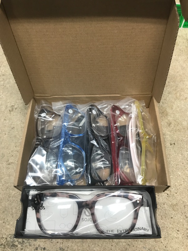 Photo 1 of OPTICAL BUNDLE: SOJOS Blue Light-Canceling Glasses for Women and REAVEE Five-Pack of +3.00 Reading Glasses