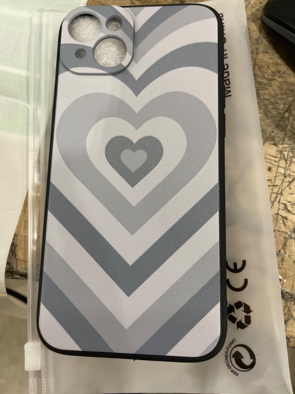 Photo 2 of Compatible with iPhone 14 Pro Heart Case, Blue Love Heart Swirl Coffee Latte Romantic Pattern Case for iPhone Girls Women, Soft Silicone Stylish Anti-Shock Scratchproof Case for iPhone
