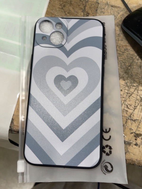 Photo 3 of Compatible with iPhone 14 Pro Heart Case, Blue Love Heart Swirl Coffee Latte Romantic Pattern Case for iPhone Girls Women, Soft Silicone Stylish Anti-Shock Scratchproof Case for iPhone
