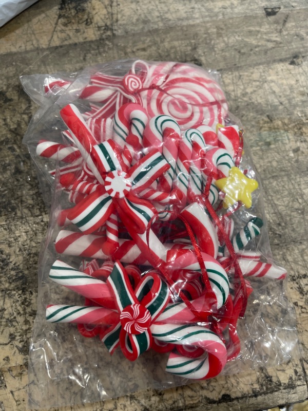 Photo 2 of 8PCS Christmas Lollipop Ornaments,Christmas Candies Polymer Clay Ornament,Candy Cane Lollipop Ornament Decor Donut Hanging Ornaments for Christmas Tree Decoration