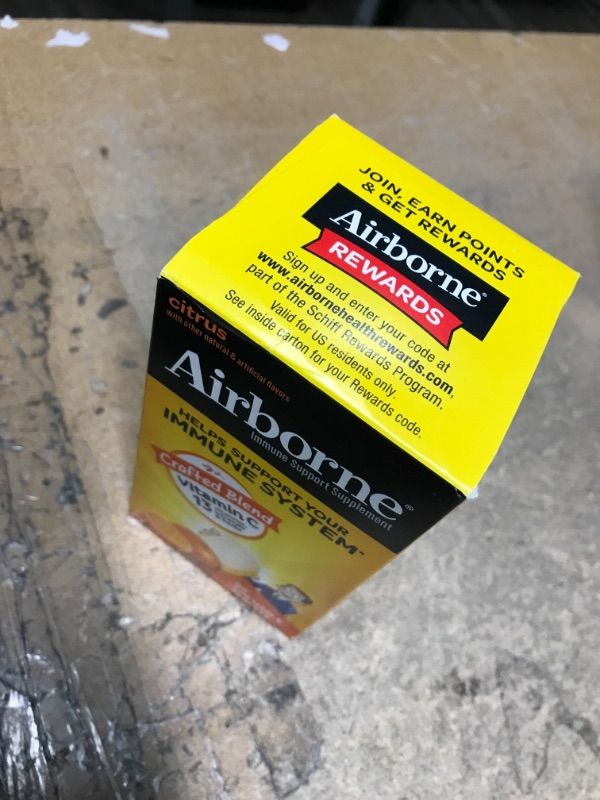 Photo 3 of Airborne 1000mg Chewable Tablets with Zinc, Immune Support Supplement with Powerful Antioxidants Vitamins A C & E - 96 Tablets, Citrus Flavor Citrus 96 Count (Pack of 1) EXP DATE 11/2023