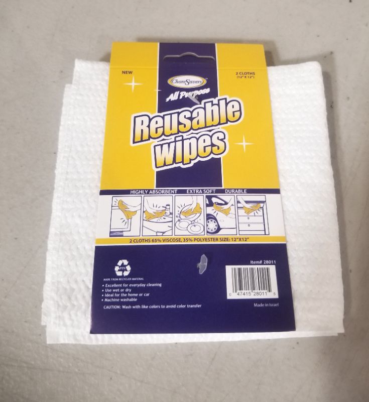 Photo 2 of 2 PACK ALL PURPOSE REUSABLE WIPES HIGHLY ABSORBENT SUPER SOFT AND DURABLE COLOR VARIES NEW 