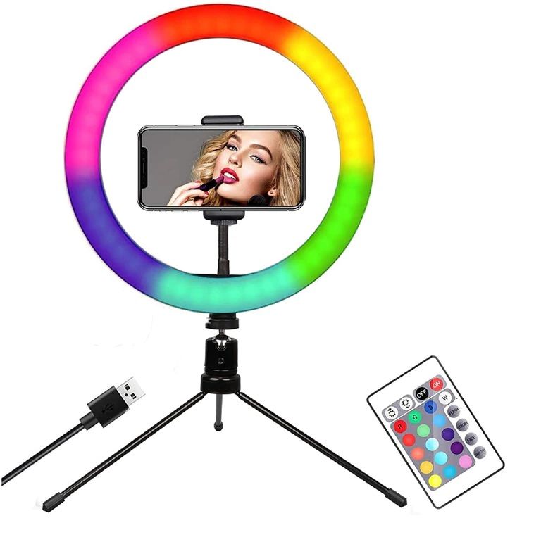 Photo 1 of ULTRA BRIGHT MULTI COLOR 10IN RING LIGHT WITH PHONE HOLDER AND TABLE TRIPOD NEW $79.99