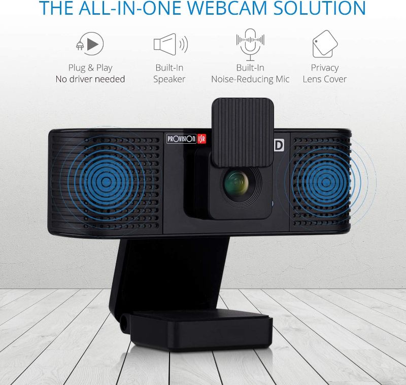 Photo 1 of PROVISION ISR WEBCAM WITH SPEAKER AND MICROPHONE HD PRIVACY COVER COMPATIBLE WITH WINDOWS MAC IOS AND ANDROID COLOR BLACK SEALED NEW IN BOX $39.99