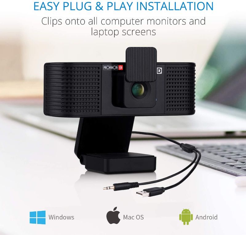 Photo 1 of PROVISION ISR WEBCAM WITH SPEAKER AND MICROPHONE HD PRIVACY COVER COMPATIBLE WITH WINDOWS MAC IOS AND ANDROID COLOR BLACK SEALED NEW IN BOX $39.99