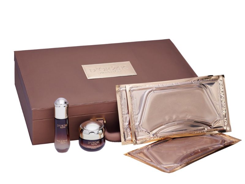 Photo 1 of COMPLETE COLLECTION OF NECK AND DECOLLETE COLLECTION SERUM AND CREAM WITH GOLD NECK DECOLLETE LIFTING TREATMENT MASKS NEW IN BOX