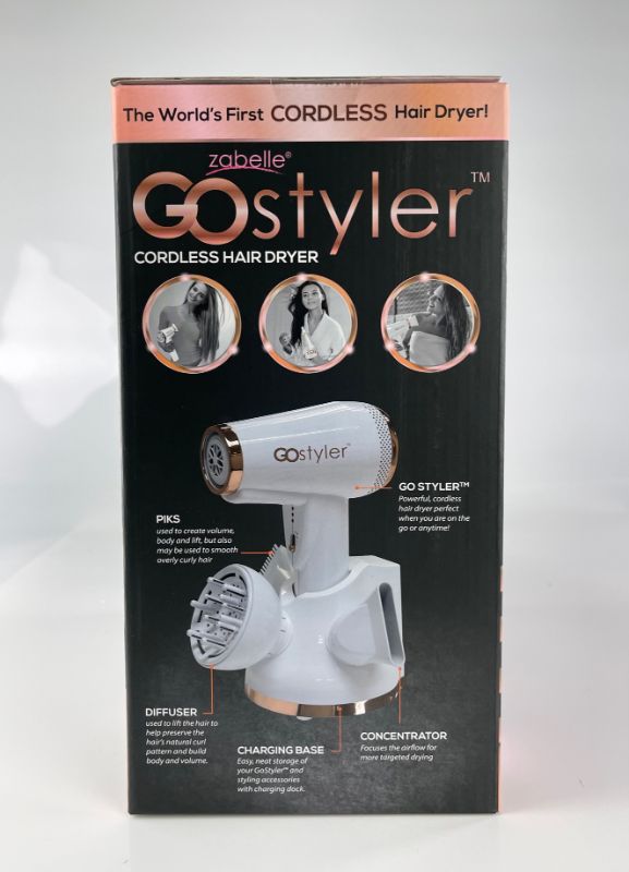 Photo 1 of CORDLESS WHITE BLOWDRYER RECHARGEABLE DUAL HEAT AND COOL 3 DIFFERENT ATTACHMENTS PIC DIFFUSER AND CONCENTRATOR NEW 
