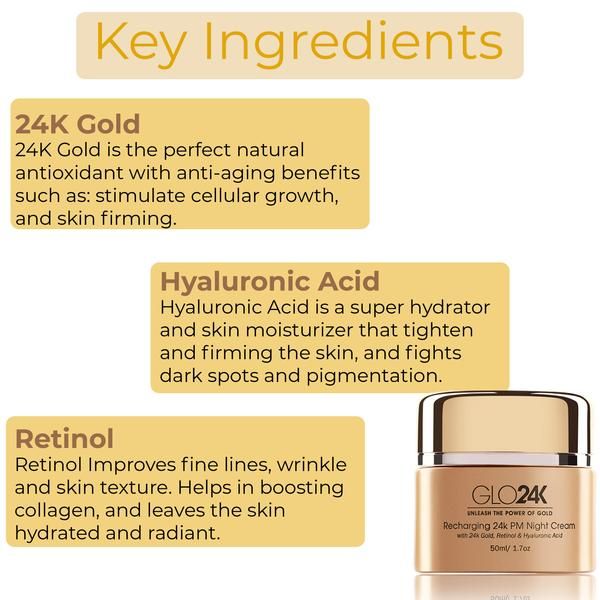 Photo 3 of RECHARGING PM NIGHT CREAM ENRICHED WITH 24K GOLD RETINOL HYALURONIC ACID RECHARGES SKIN WHILE YOU SLEEP FOR RADIANT GLOW AND FLAWLESS APPEARANCE  FOR ALL SKIN TYPES NEW $99.99
