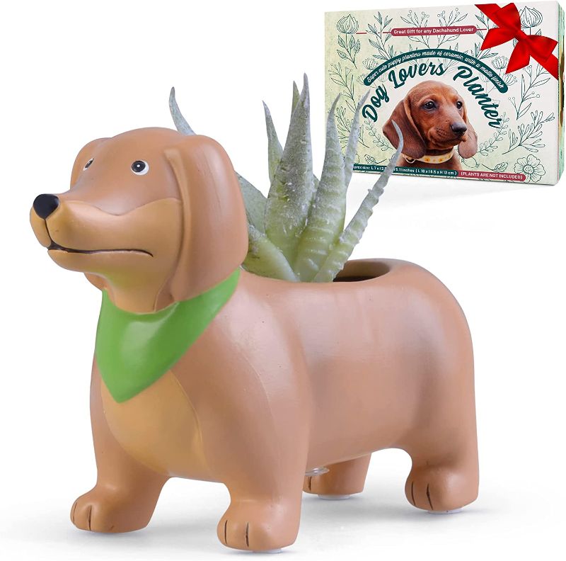 Photo 1 of CERAMIC DOG SUCCULANT PLANTER SIZE 7x5x2.5 INCHES NEW $18.99