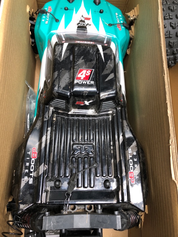 Photo 6 of *MISSING PARTS/ DAMAGED*** ARRMA RC Truck 1/10 KRATON 4X4 4S V2 BLX Speed Monster Truck RTR (Batteries and Charger Not Included), TEAL/BLACK, ARA4408V2T2