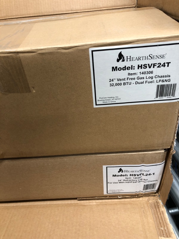Photo 3 of HearthSense Ventless Dual Fuel Gas Log Set - 24 in., 32,000 BTU, T-Stat Control - Model# VFL24T, Brown