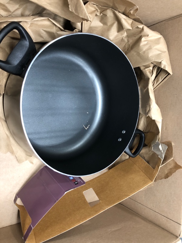 Photo 2 of Farberware Promotional Cookware Aluminum Nonstick Covered Stockpot, 10.5-Quart, Champagne Silver & Dishwasher Safe Nonstick Jumbo Cooker/Saute Pan with Helper Handle - 6 Quart, Blue Champagne Silver Stockpot + Jumbo Cooker