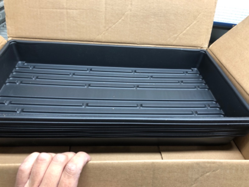 Photo 2 of 10 Plant Growing Trays (with Drain Holes) - 20" x 10" - Perfect Garden Seed Starter Grow Trays: for Seedlings, Indoor Gardening, Growing Microgreens, Wheatgrass & More - Soil or Hydroponic Pack of 10