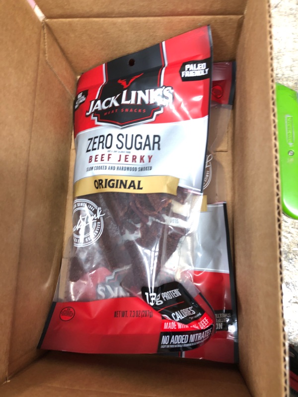 Photo 2 of *EXP:2/24/2023* Jack Link's Beef Jerky, Zero Sugar, Paleo Friendly Snack with No Artificial Sweeteners, 13g of Protein and 70 Calories Per Serving, No Sugar Everyday Snack, 7.3 oz (Pack of 2)