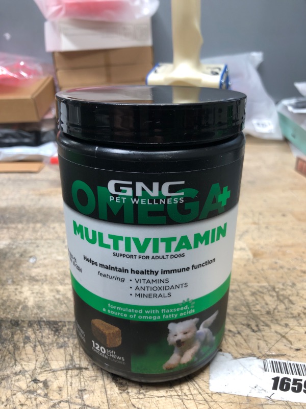 Photo 2 of *EXP: 1/2024* GNC Pets Omega Multivitamin Dog Supplements for Adult Dogs with Omega Fatty Acids & Flaxseed, 120 ct| Chicken Flavored Soft Chew Multivitamins for Dogs with Vitamins, Antioxidants, & Minerals 120 Count Multivitamin