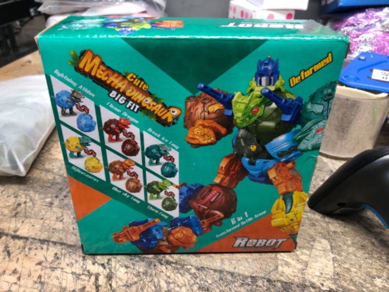 Photo 2 of 6 Pack Dinosaur Eggs Transformer Toy, Dino Eggs Convert into Dinosaurs Action Figures, All Dinosaurs Can Combine as One Big Armor Dino Warrior, Collectible Deformation Dinobots for Boys Girls