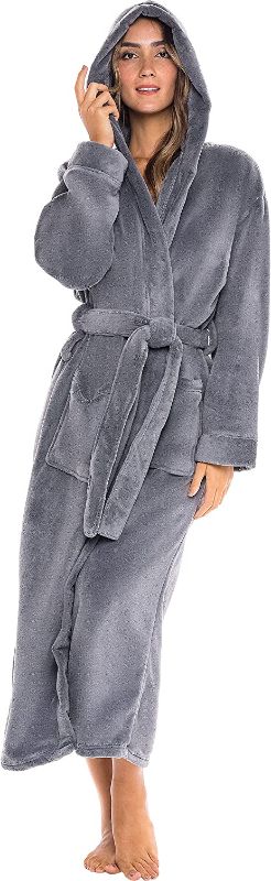 Photo 1 of ***SIZE 2X***Silver Lilly Womens Robe Plush House Coat, Long Fleece Sherpa, Faux Fur Spa Bath Robe, Luxury Bathrobe Gift for Her
