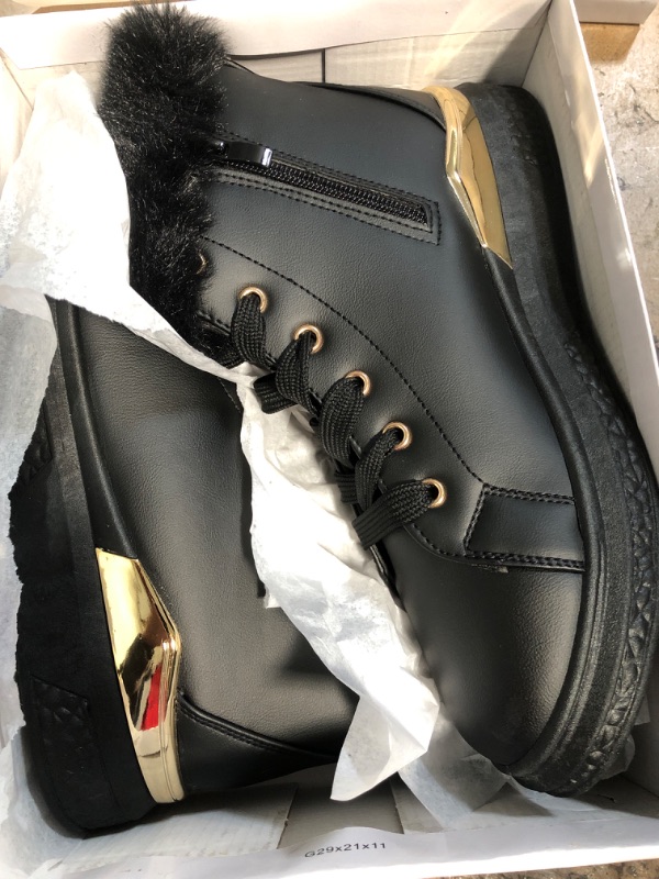 Photo 1 of HEAWISH Winter Snow Boots for Women Ankle Boots With Side Zipper Womens Booties Fur Lined Winter Shoes Size 8