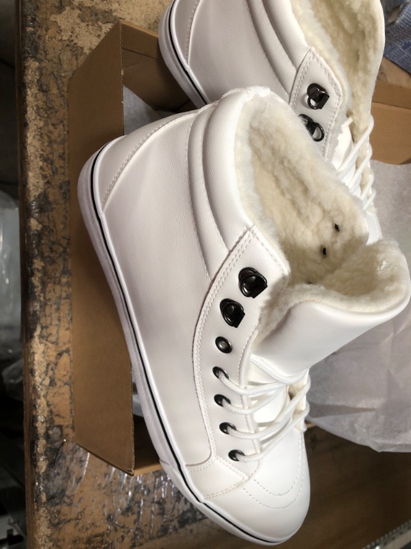 Photo 1 of FRCORA Mens Fur Lined Winter Shoes White Snow Boots Warm Sneakers for Men Size 11
