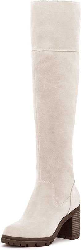 Photo 1 of Coutgo Womens Lug Sole Knee High Boots Round Toe Platform Chunky Heel Over the Knee Booties Size 8
