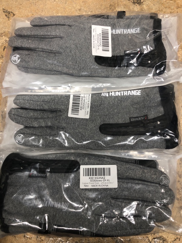 Photo 1 of Bundle Set of 4: Laiyuan Winter Warm Touchscreen Gloves - Windproof Waterproof Anti-slip Gloves - Cold Weather Gloves for Men and Women Grey X-Large
