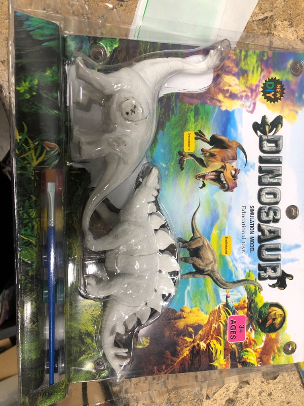 Photo 2 of 3D Painting Dinosaurs Toys Kids Arts Crafts Set Dino Toy DIY Painting Kit Decorate Your Own Dinosaur Figures DIY Dinosaur Arts Crafts for Boys ( Brachiosaurus + Stegosaurus)