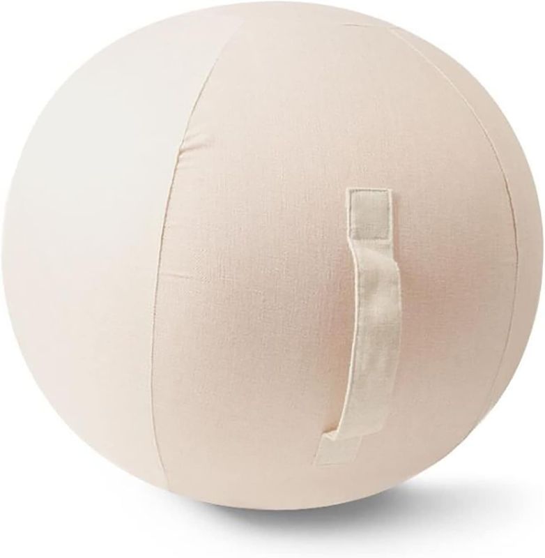 Photo 1 of **USED/SEE NOTES** Durable Yoga Ball with Cover, Exercise Ball Chair Canvas, Tan Color