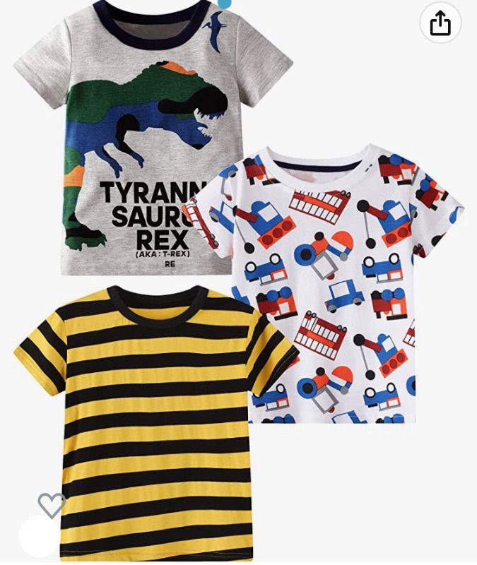 Photo 1 of ALI SEA Boys Summer Shirts Kids Cotton Short Sleeve Top Crewneck Clothes 2-7 Years/2-3T