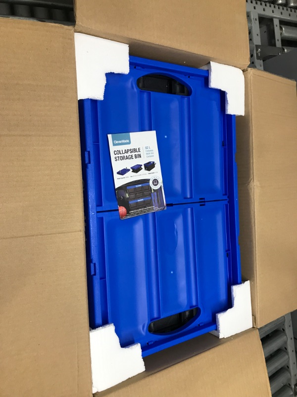 Photo 2 of (JUST 3 ROYAL BLUE CRATES)
CleverMade 62L Collapsible Storage Bins - Durable Plastic Folding Utility Crates, Royal Blue, 3 Pack & CleverMade - 8034119-21843PK 62L Collapsible Storage Bins with Lids