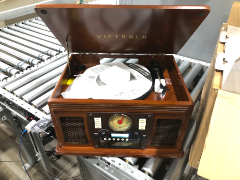 Photo 2 of (TURNS ON, NOT TESTED)Victrola 8-in-1 Bluetooth Record Player & Multimedia Center, Built-in Stereo Speakers - Turntable, Wireless Music Streaming, Real Wood | Espresso Espresso Entertainment Center