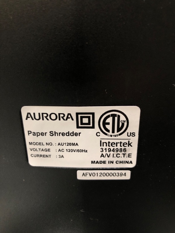 Photo 3 of Aurora 120-Sheet Auto Feed High Security Micro-Cut Paper Shredder er Oil