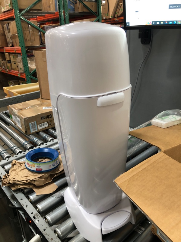 Photo 2 of (VERY USED)Diaper Genie Complete Diaper Pail (White) with Antimicrobial Odor Control | Includes 1 Diaper Trash Can, 1 Refill Bags, 1 Carbon Filter
