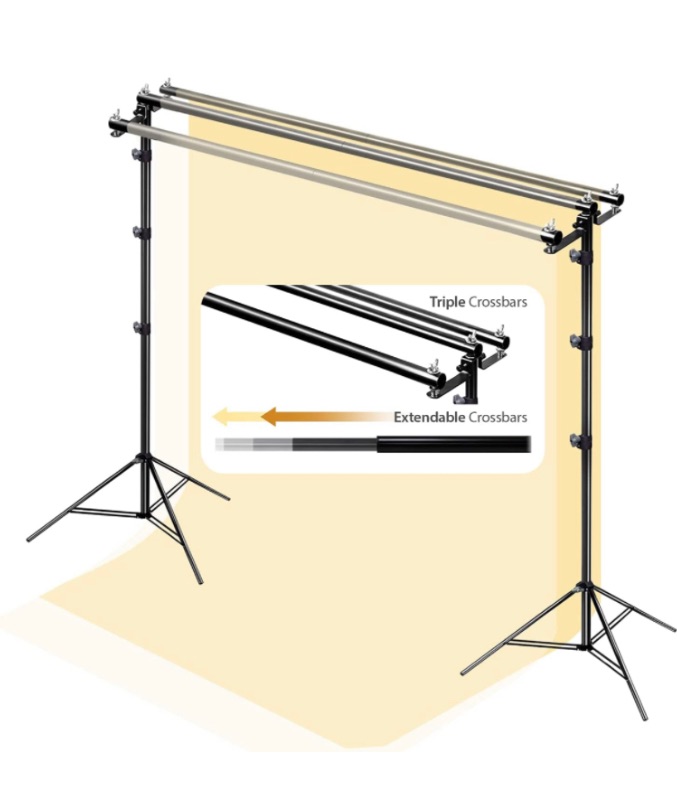 Photo 1 of ***PREVIOUSLY OPENED***   Julius Studio 10 x 9.6 feet (W x H) Triple Crossbar Backdrop Stand, 3 Cross Bars Easy Length Adjustable Background Support System Kit for Photography, Video, Party, Event, JSAG667