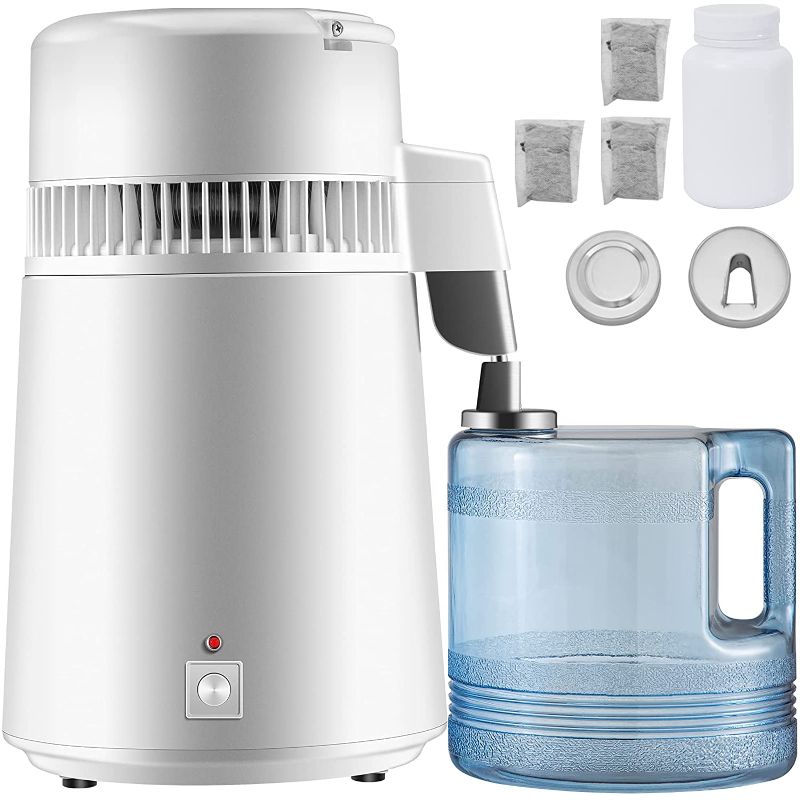 Photo 1 of ***used**   Mophorn Pure Water Distiller 750W, Purifier Filter Fully Upgraded with Handle 1.1 Gal /4L, BPA Free Container, Perfect for Home Use, White
