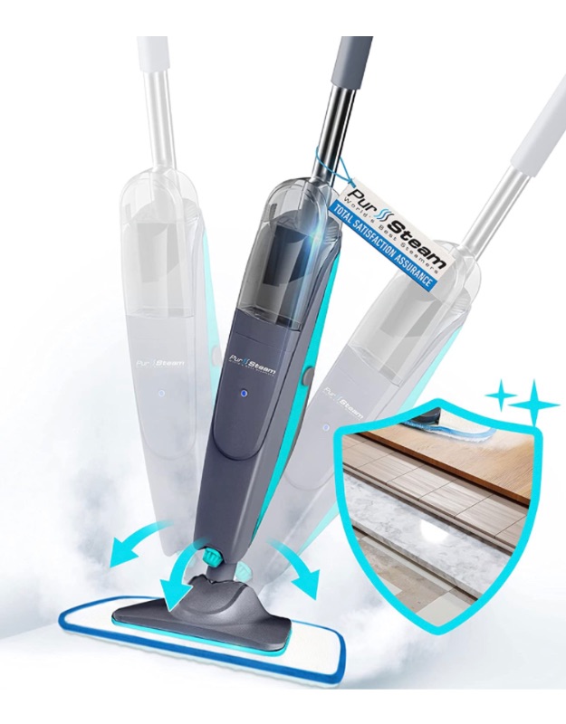 Photo 1 of ****USED***   PurSteam Steam Mop Cleaner, Steam Mops for Floor Cleaning - Hardwood/Tiles/Vinyl/Carpet/Marble - Steam Cleaner for Kitchen, Garment, Clothes - Multifunctional Whole House Steamer, Turquoise
