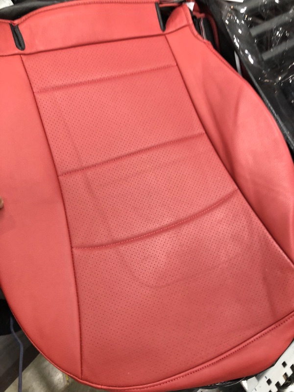 Photo 9 of INCH EMPIRE Seat Cover Custom Fit for Tesla Model Y Synthetic Leather Car Seat Cushion Protector for 2020 2021 2022 2023 Customized (Lichi Wine Red Model Y) Model Y Wine Red