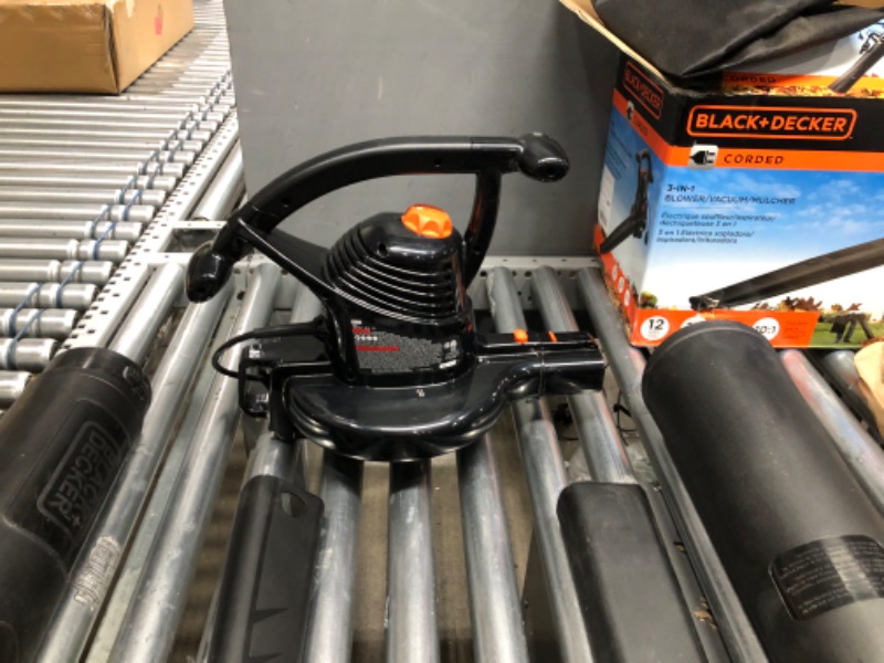 Photo 1 of BLACK+DECKER Electric Leaf Blower, Leaf Vacuum and Mulcher 3 in 1, 250 mph Airflow, 400 cfm Delivery Power, Reusable Bag Included, Corded (BEBL7000)
