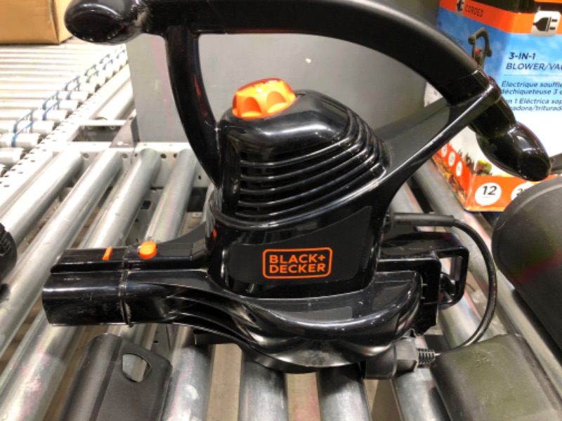 Photo 2 of BLACK+DECKER Electric Leaf Blower, Leaf Vacuum and Mulcher 3 in 1, 250 mph Airflow, 400 cfm Delivery Power, Reusable Bag Included, Corded (BEBL7000)
