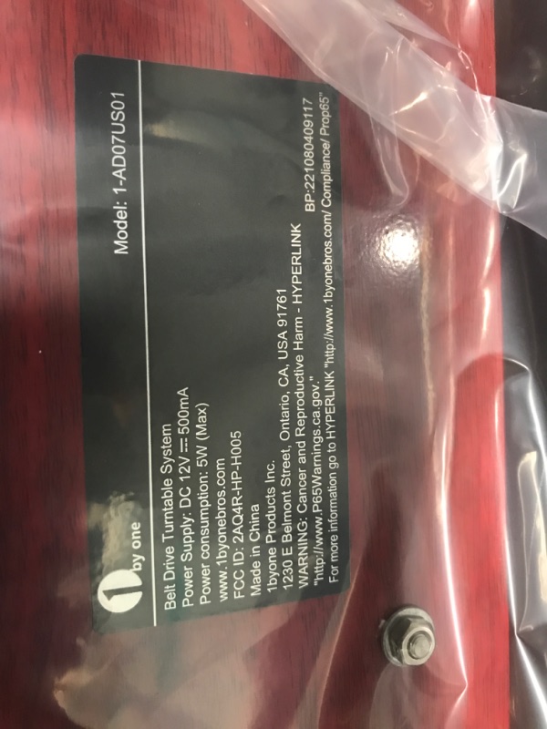 Photo 4 of **DAMAGED**
1 BY ONE Belt Drive Turntable with Bluetooth Connectivity, Built-in Phono Pre-amp, USB Digital Output Vinyl Stereo Record Player with Magnetic Cartridge, 33 or 45 RPM