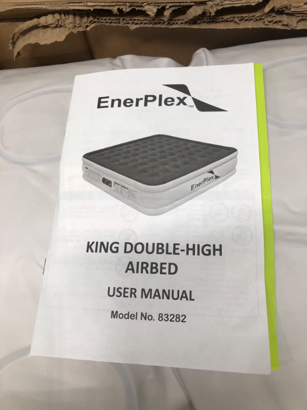 Photo 4 of ***REPAIR REQUIRED*** EnerPlex Air Mattress with Built-in Pump - Double Height Inflatable Mattress for Camping, Home & Portable Travel - King, 18 Inch