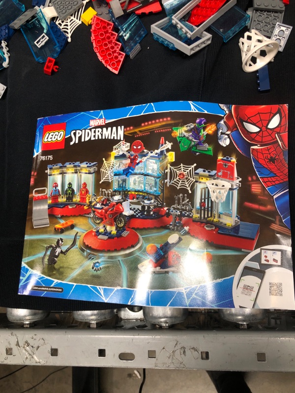 Photo 2 of ***PARTS ONLY, SEE NOTES*** LEGO Marvel Spider-Man Attack on The Spider Lair 76175 Cool Building Toy, Featuring The Spider-Man Headquarters; Includes Spider-Man, Green Goblin and Venom Minifigures, New 2021 (466 Pieces)