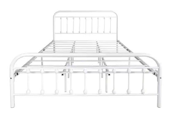 Photo 1 of **NO HARDWARE & MISSING BASE**
White Queen Victorian Vintage Style Platform Metal Bed 60IN X 80IN
