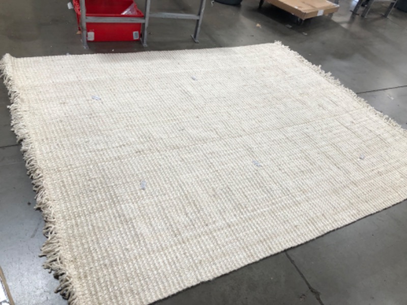 Photo 3 of **USED-NEEDS CLEANING**
7' 6" x 9' 10"  white natural rug, view photos for detail
