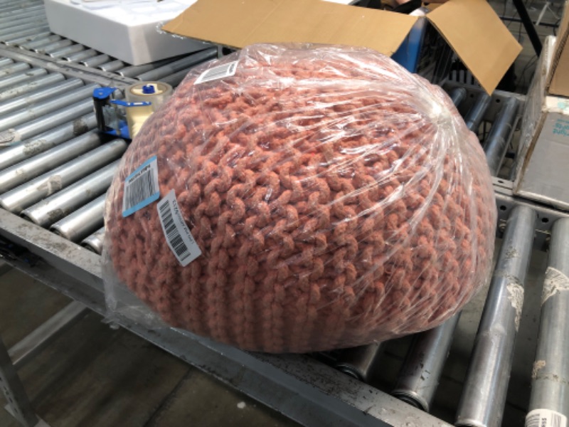 Photo 1 of FRELISH DECOR Round Pouf Foot Stool Ottoman - Hand Knitted Bean Bag - Cord Boho Pouffe - Poof Accent Beanbag Chair Footrest for The Living Room, Bedroom, Nursery, Patio, Lounge (Taupe 20x20x14 Inch)